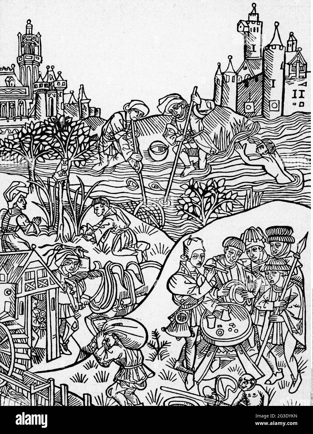 Jeu, dés, jongleurs à un jeu de dés et la vie de pays, coupe de bois, 'Wirkung der Planeten', Allemagne, LE DROIT D'AUTEUR DE L'ARTISTE N'A PAS À ÊTRE AUTORISÉ Banque D'Images Jeu, dés, jongleurs à un jeu de dés et la vie de pays, coupe de bois, 'Wirkung der Planeten', Allemagne, LE DROIT D'AUTEUR DE L'ARTISTE N'A PAS À ÊTRE AUTORISÉ Banque D'Images