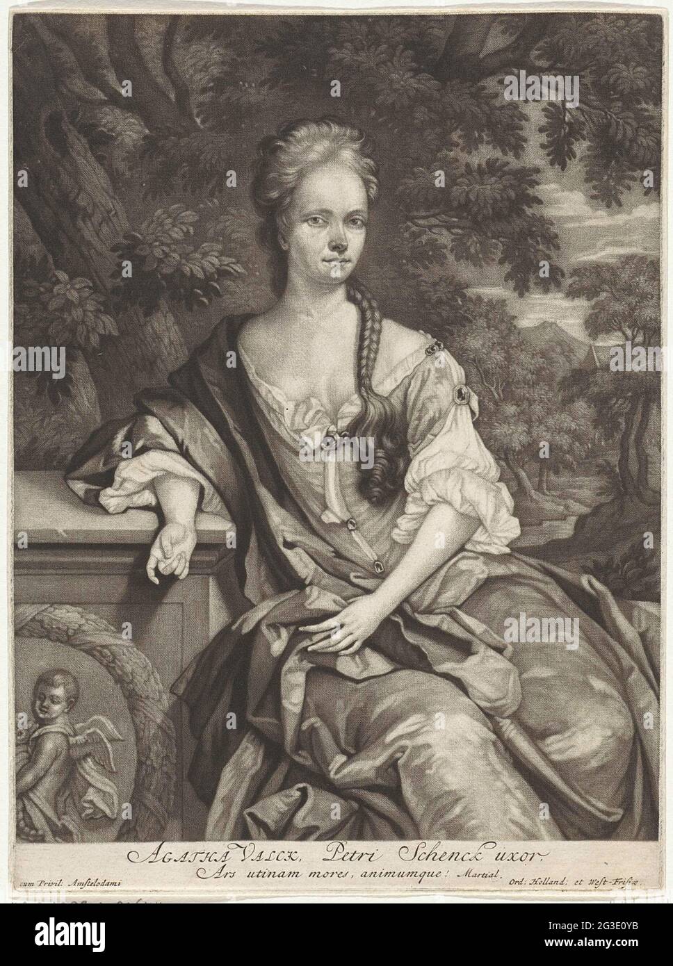 Portrait d'Agatha Valck. Agatha Valck, épouse de l'imprimeur et éditeur Pieter Schenk. Banque D'Images