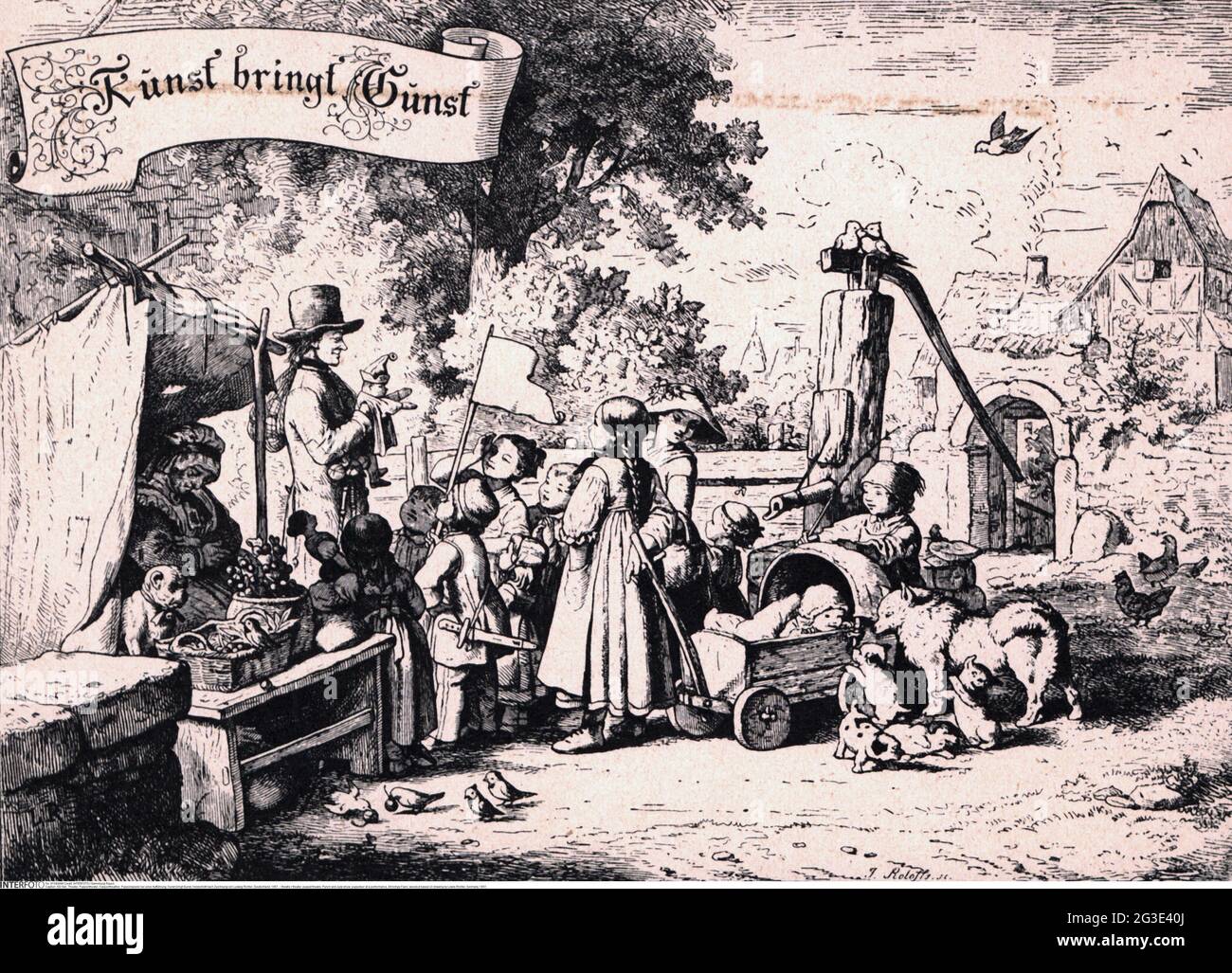 théâtre / théâtre, théâtre de marionnettes, spectacle de Punch et Judy, marionnettiste à une performance, Art apporte la faveur, LE DROIT D'AUTEUR DE L'ARTISTE N'A PAS À ÊTRE AUTORISÉ Banque D'Images
