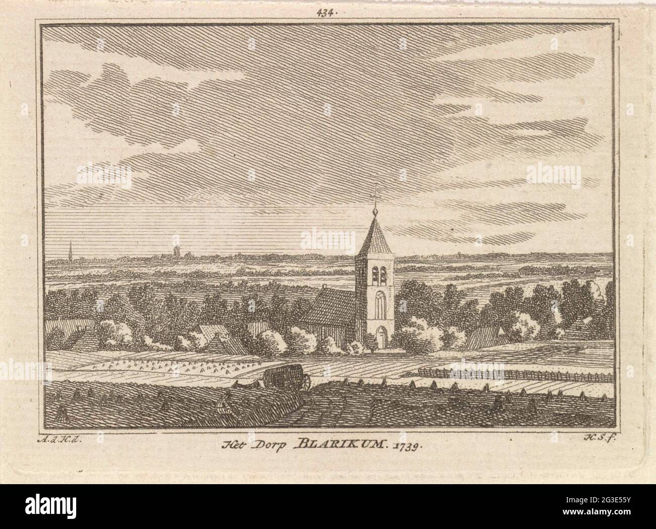 Face de blaricum; le village de Blarikum. 1739.. Banque D'Images
