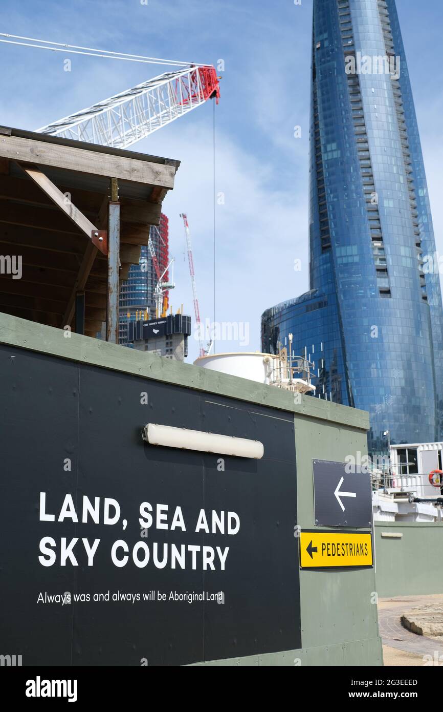 «toujours a été et sera toujours une terre aborigène», Barangaroo, Millers point, Sydney, Nouvelle-Galles du Sud, Australie Banque D'Images