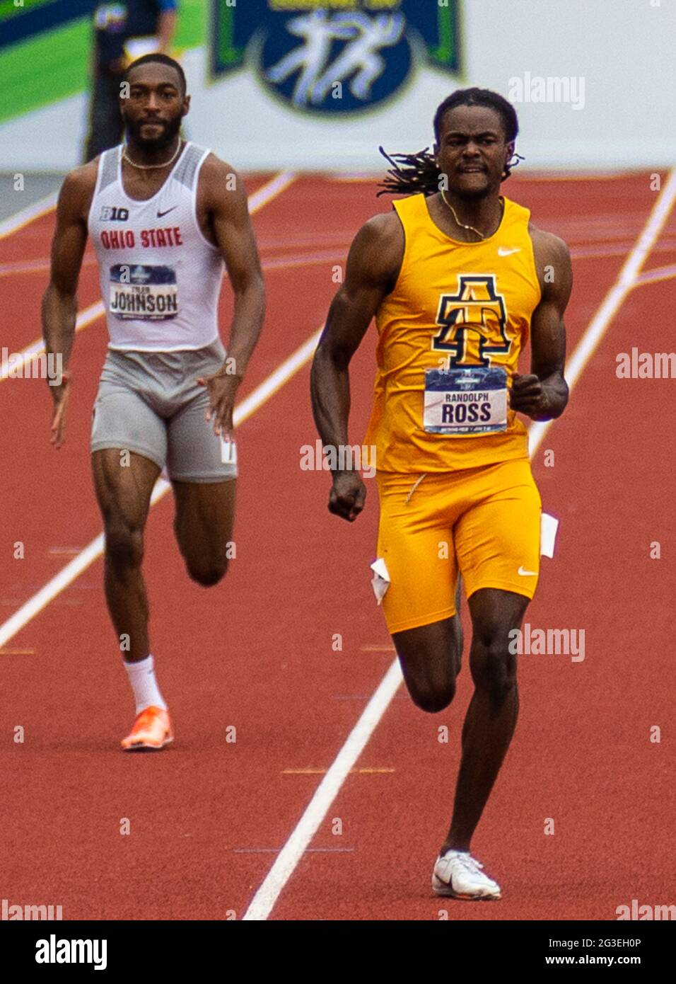 Eugene, OU États-Unis 11 juin 2021. A. LSU Randolph Ross remporte la course de 400 m pendant la NCAA division 1, championnat d'athlétisme et de plein air à Hayward Field Eugene, OREGON. Thurman James/CSM/Alamy Live News Banque D'Images