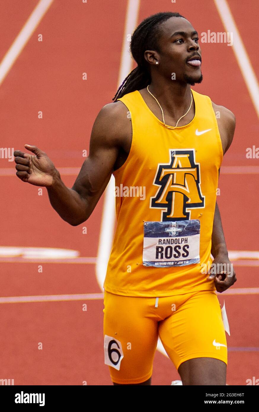 Eugene, OU États-Unis 11 juin 2021. A. LSU Randolph Ross remporte la course de 400 m pendant la NCAA division 1, championnat d'athlétisme et de plein air à Hayward Field Eugene, OREGON. Thurman James/CSM/Alamy Live News Banque D'Images