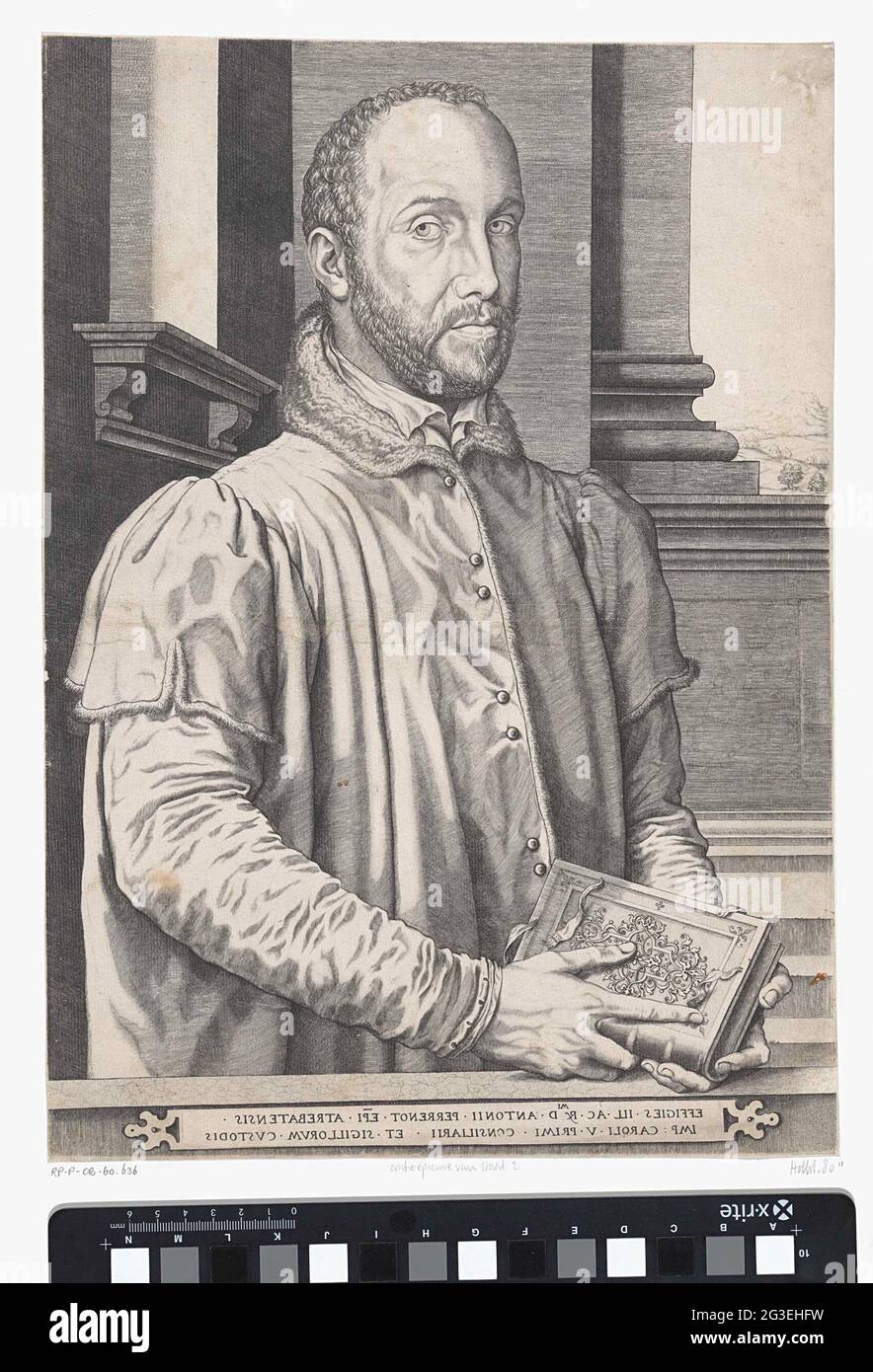 Portrait d'Antoine Perrenot Cardinal de Granvelle. Portrait d'Antoine Perrenot, cardinal de Granvelle, ministre de Charles V et de Philips II, avec un livre entre ses mains. Banque D'Images