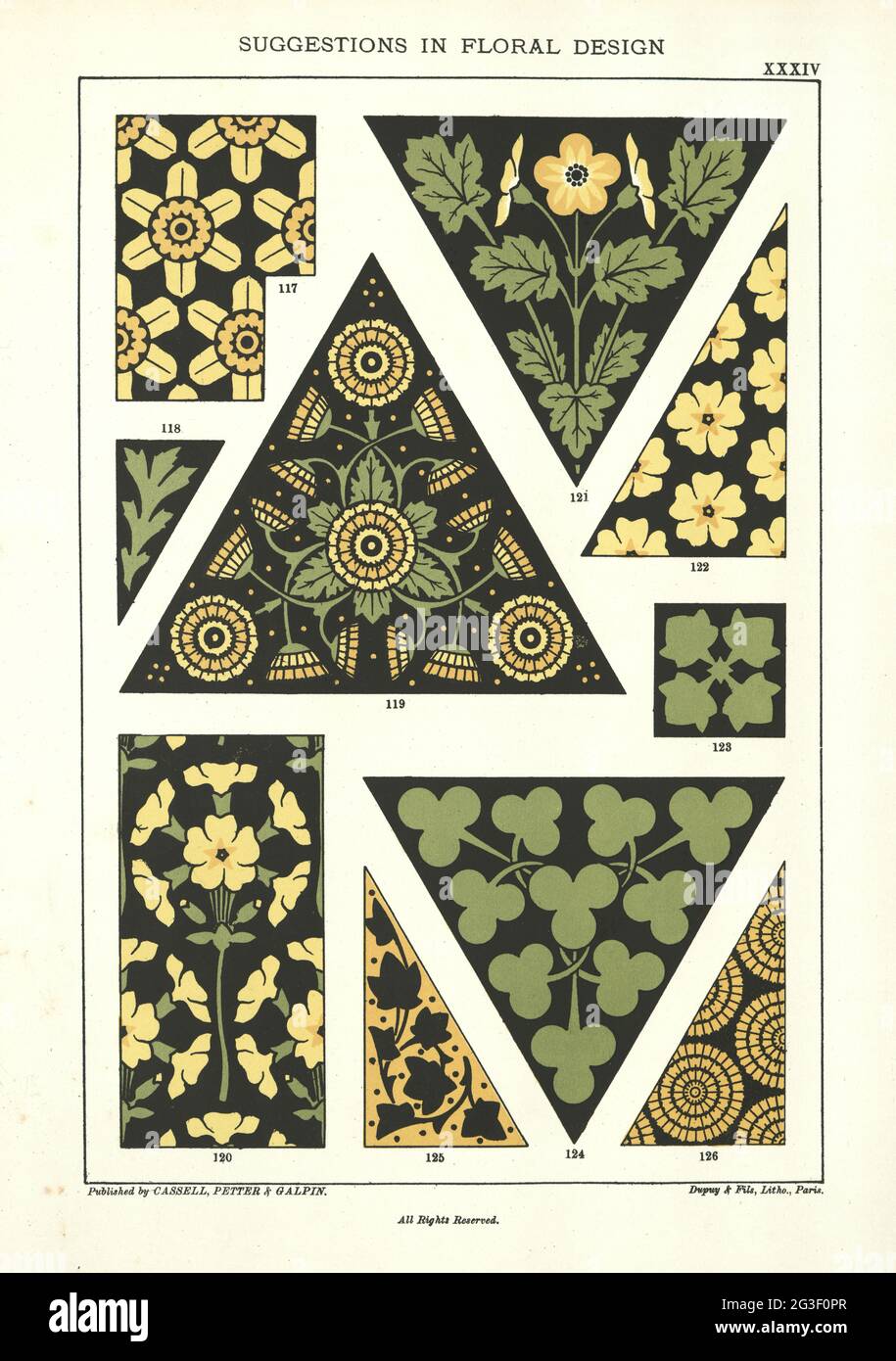 Suggestions en design floral, art décoratif victorien XIXe siècle Banque D'Images