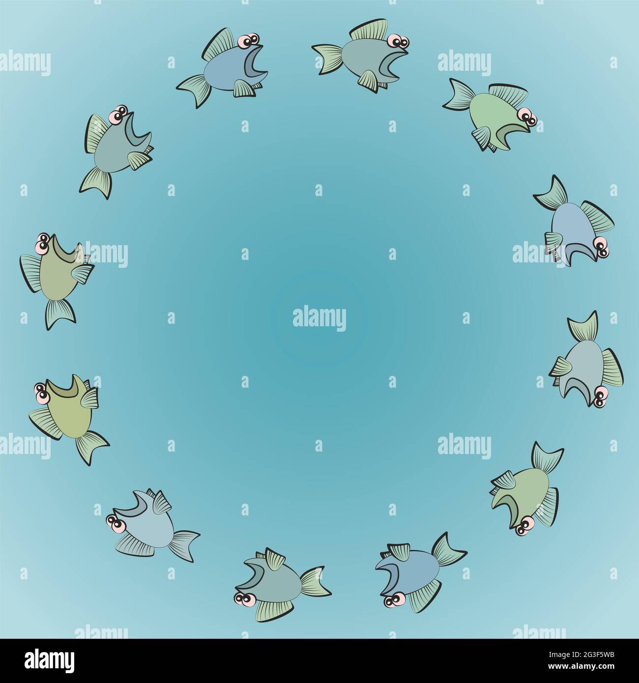 Poissons nageant en cercles, l'un suit l'autre effrayé, rashly et insouciant. Symbole de dynamique de groupe, de pression des pairs, d'hystérie de masse. Banque D'Images