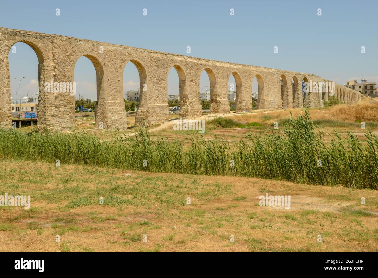 Ancien aqueduc romain à Larnaca dans l'île de Chypre Banque D'Images