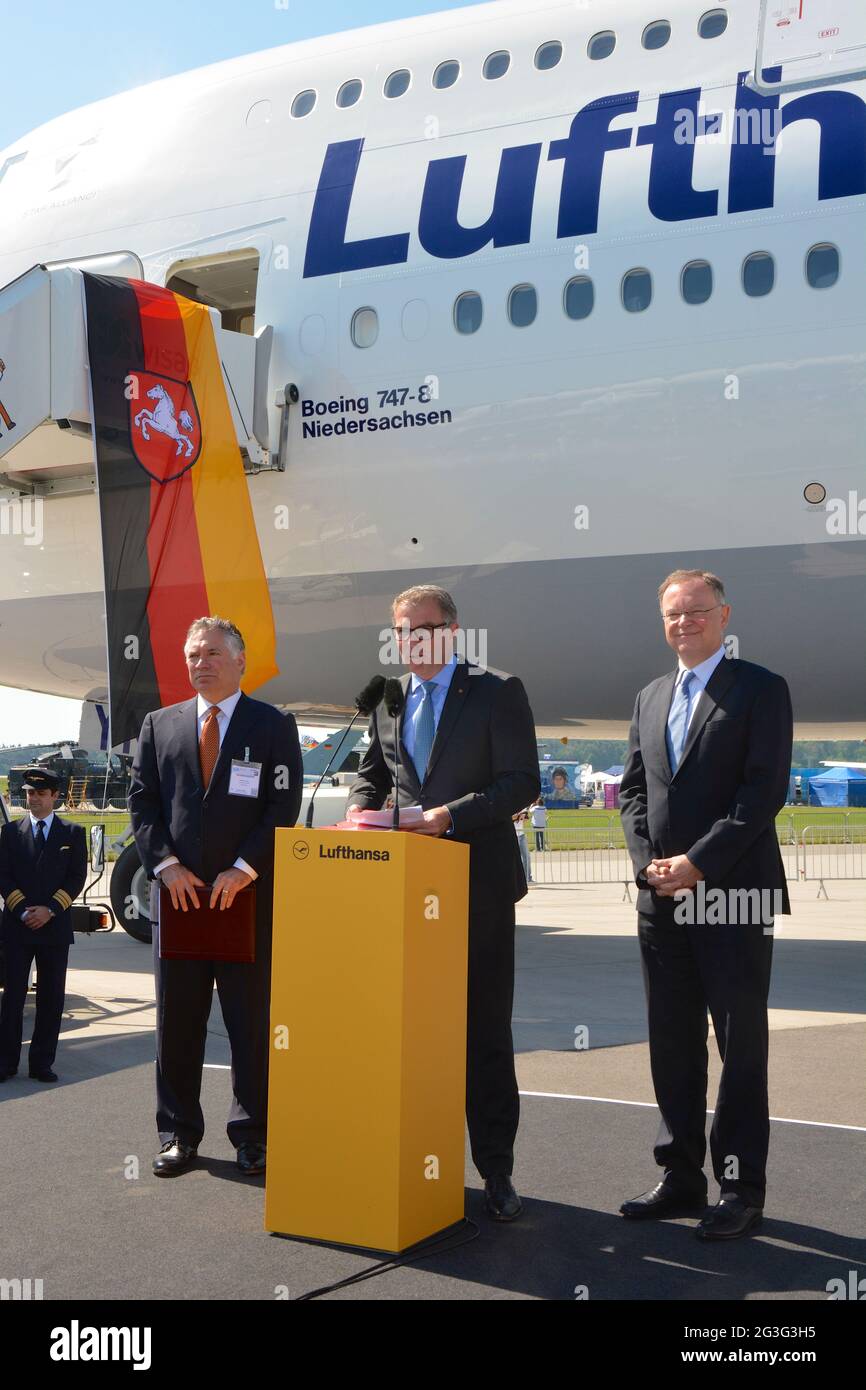 Taufe des neuen Super Jumbos 747-8 durch MinisterprÃ¤sident Stephan Weil auf den Namen Niedersachsen Banque D'Images