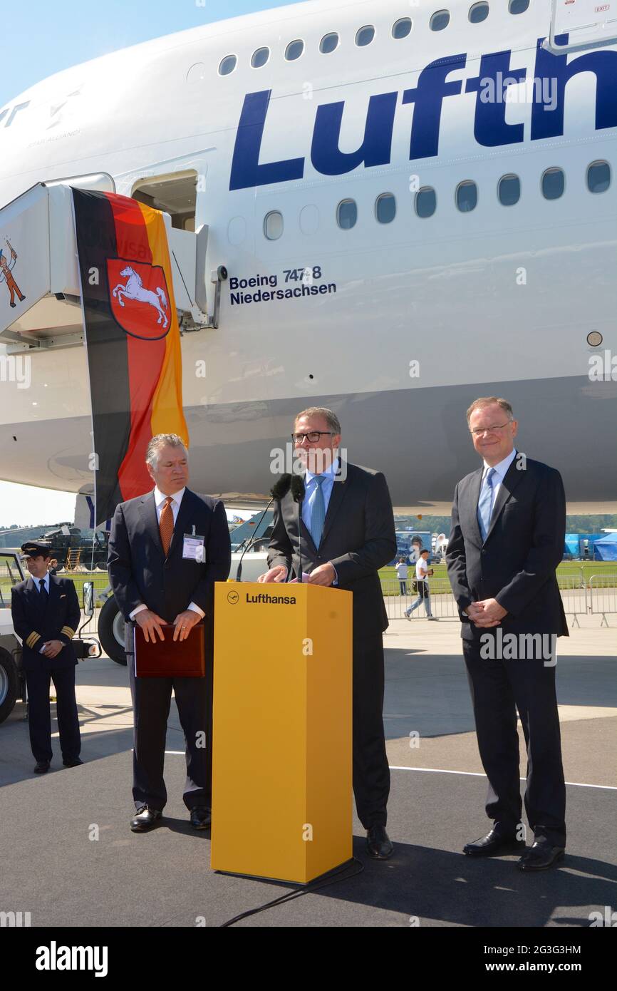 Taufe des neuen Super Jumbos 747-8 durch MinisterprÃ¤sident Stephan Weil auf den Namen Niedersachsen Banque D'Images