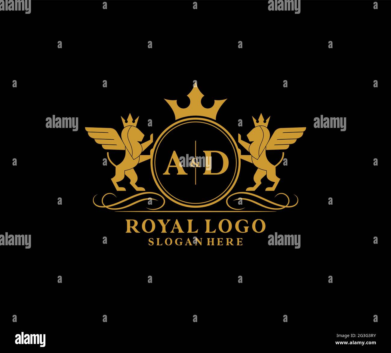 LETTRE PUBLICITAIRE Lion Royal Luxury Heraldic, Crest logo template dans l'art vectoriel pour restaurant, Royalty, Boutique, café, Hôtel, Héraldique, bijoux, mode et Illustration de Vecteur