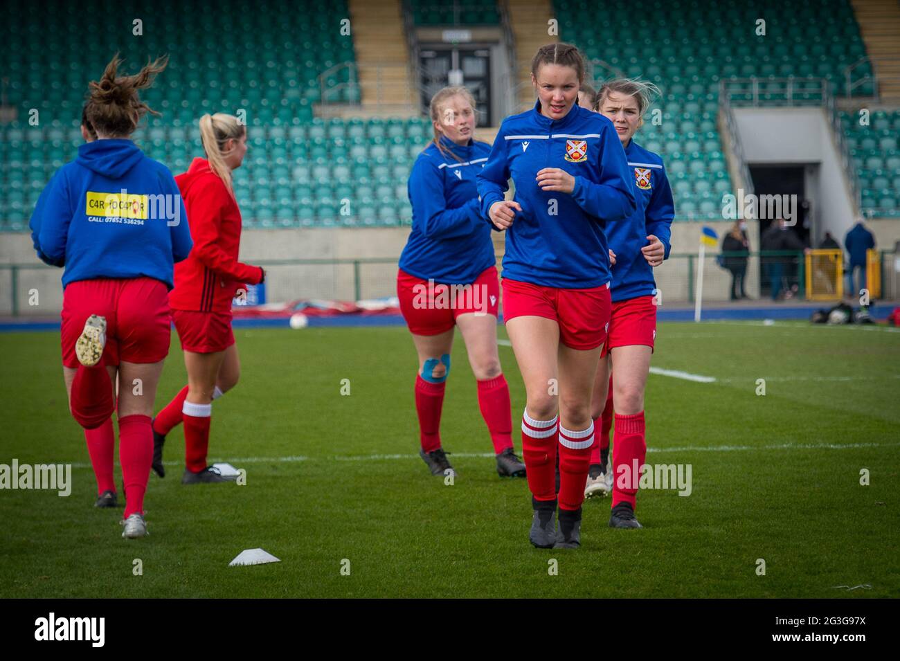 Cardiff, pays de Galles 14 mars 2021. Match de la Ligue de football Orchard Welsh Premier Womens entre Cardiff City et Abergavenny. Banque D'Images