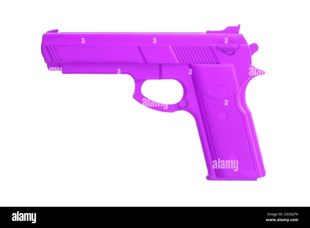 Pistolet d'entraînement violet isolé sur blanc Banque D'Images