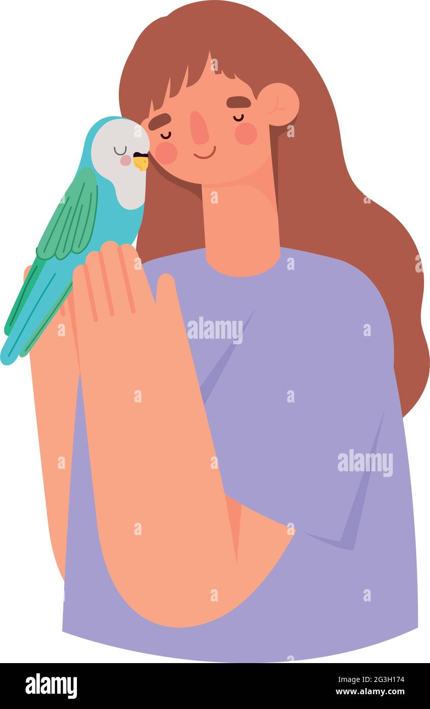 femme et parakeet Illustration de Vecteur