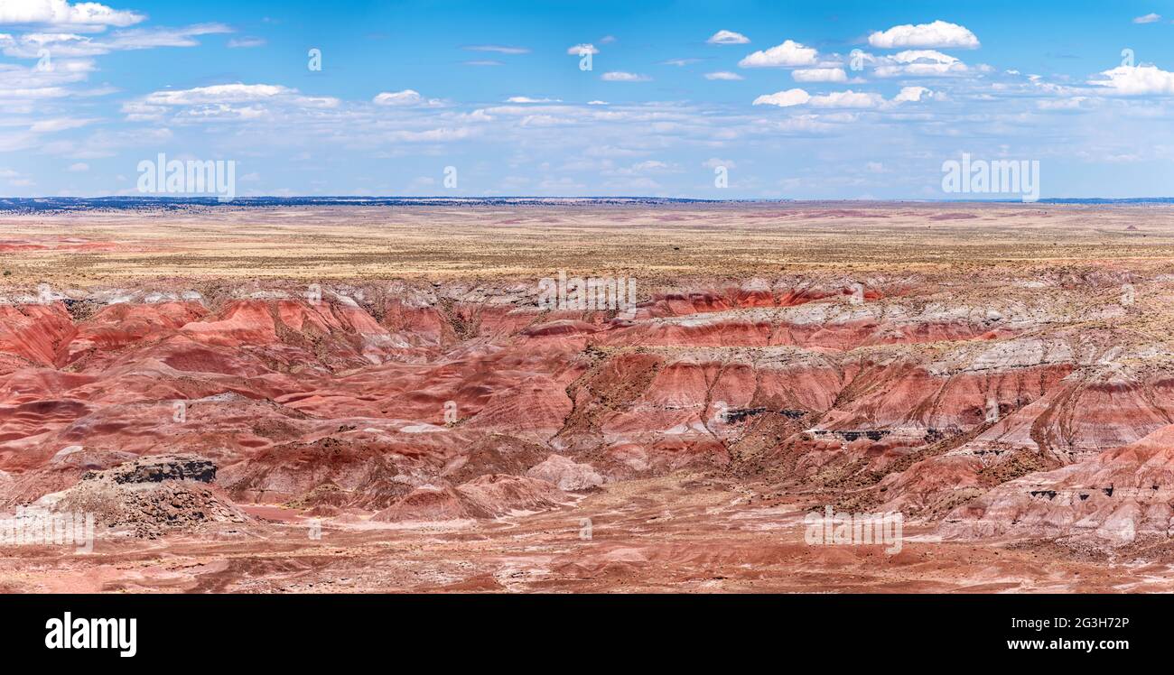 Vue panoramique sur les montagnes du parc national du désert peint montre la belle formation géologique, les motifs et les couleurs qui donnent à ce parc son nom. Banque D'Images