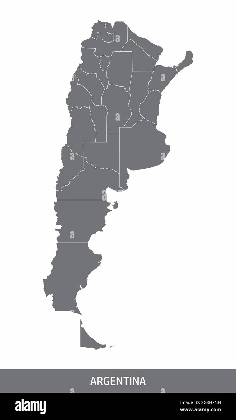 Carte administrative de l'Argentine isolée sur fond blanc Illustration de Vecteur