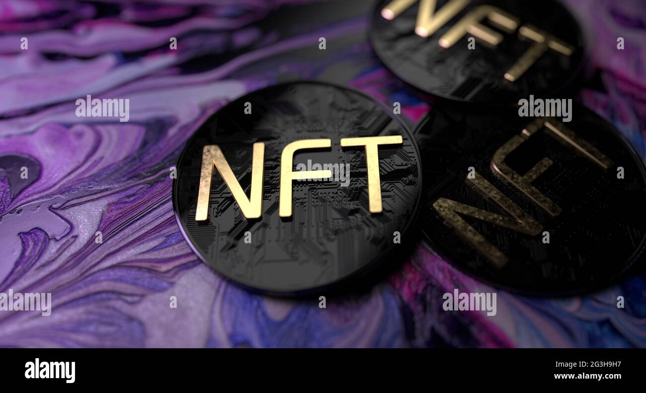 NFT Tokens non fongibles devise Cypto paiement de collection d'art Banque D'Images