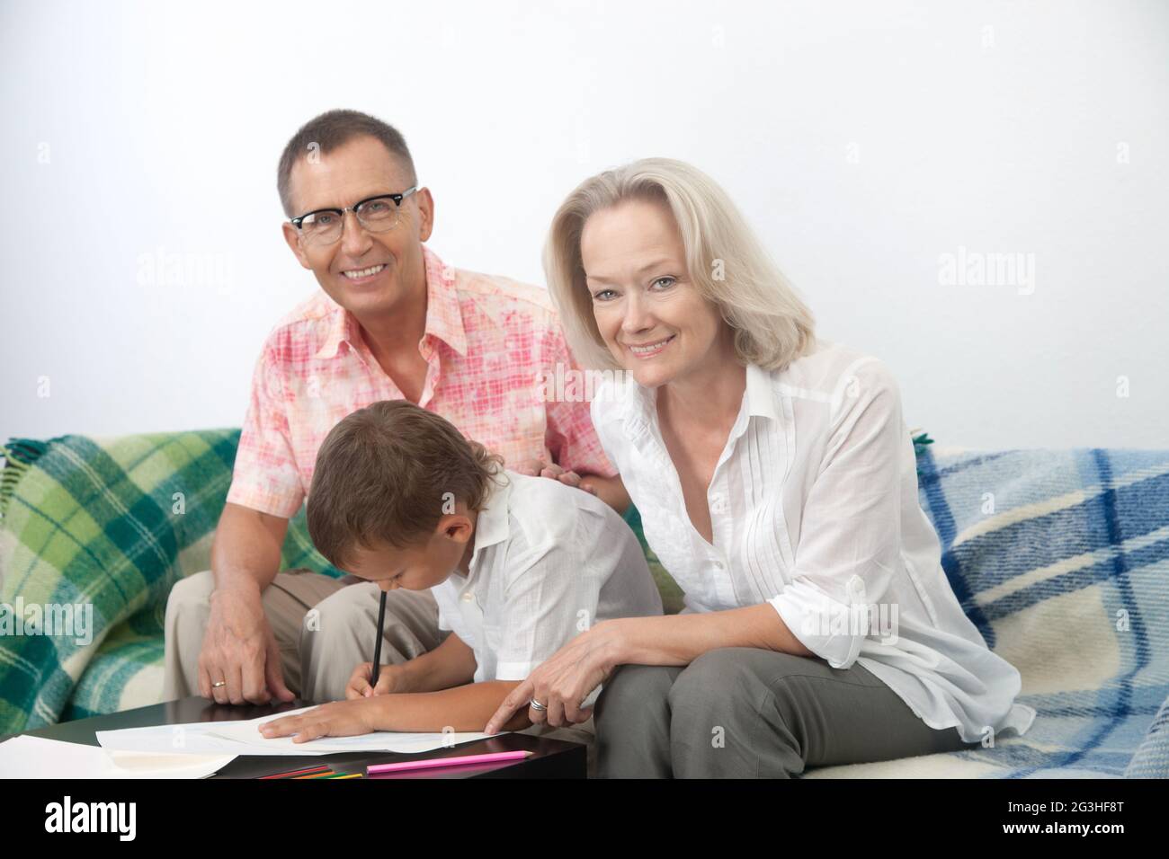 Grand parents avec kid Banque D'Images