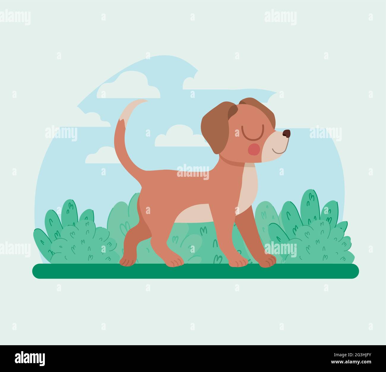 chiot et buissons Illustration de Vecteur