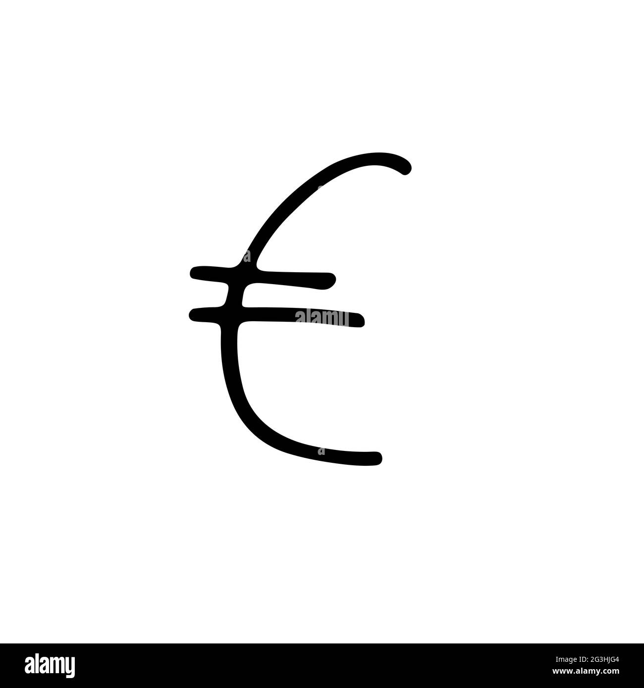 Affiches de devises Doodle. Symbole Euro isolé sur fond blanc. Symboles d'argent dessinés à la main : monnaie, espèces, change, actions. Cadre financier noir Illustration de Vecteur