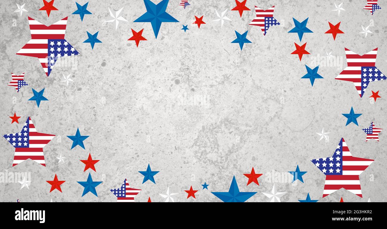 Image générée numériquement de plusieurs étoiles sur fond gris avec espace de copie Banque D'Images