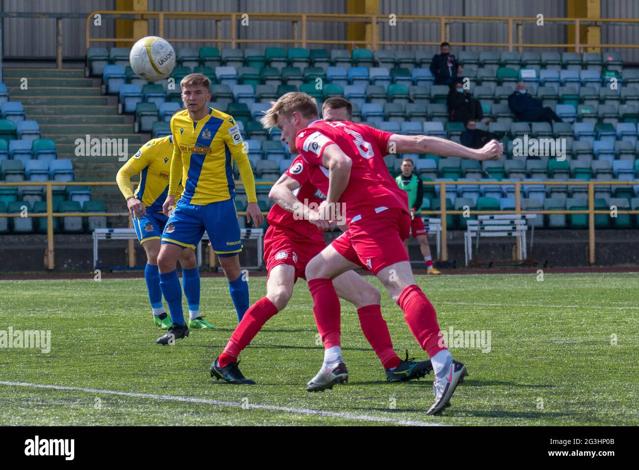 Barry, pays de Galles 01 mai 2021. Match de la première conférence de championnat de JD Cymru entre Barry Town United et Bala Town, joué à Jenner Park. Banque D'Images