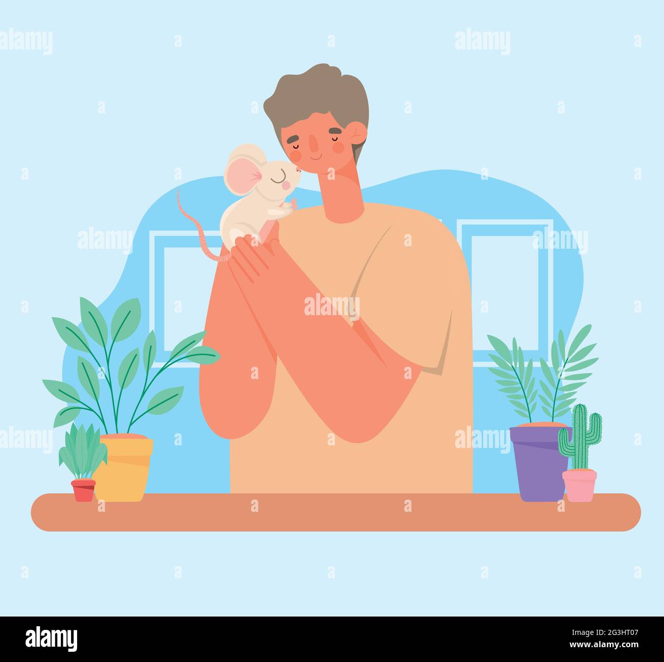 homme embrassant la mousy Illustration de Vecteur