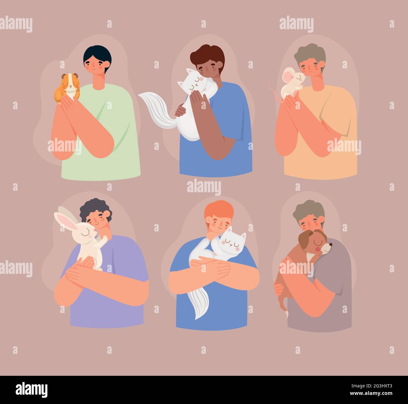 les hommes et les animaux domestiques Illustration de Vecteur