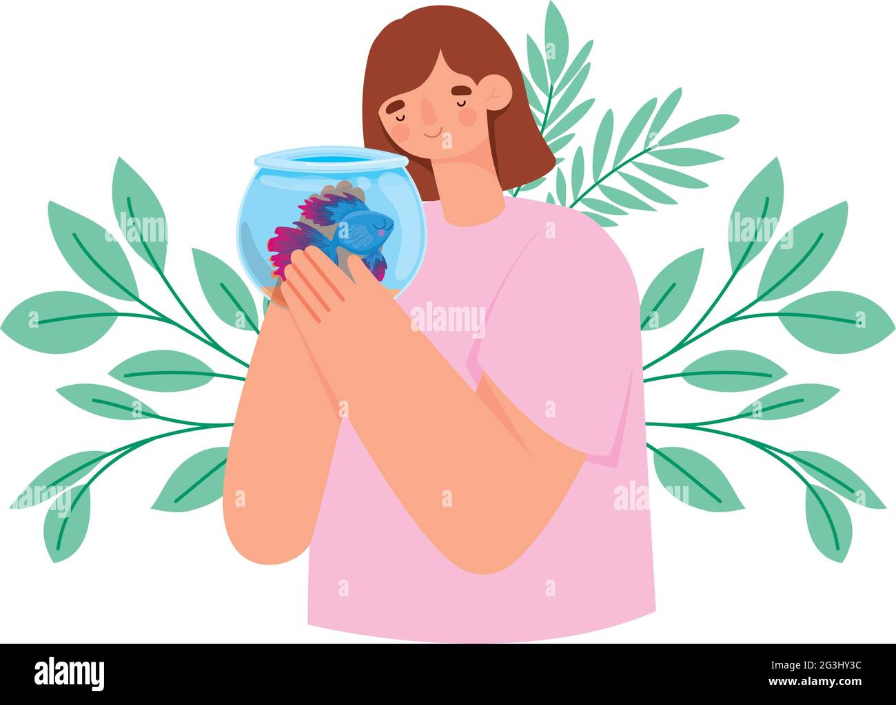femme avec des poissons Illustration de Vecteur