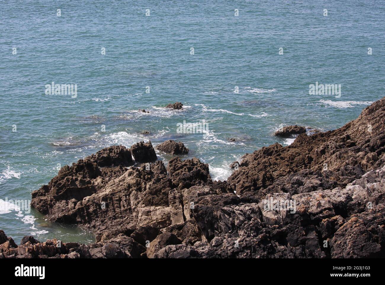 Une photographie de la côte à Langland Bay, Gower Peninsula, pays de Galles Banque D'Images