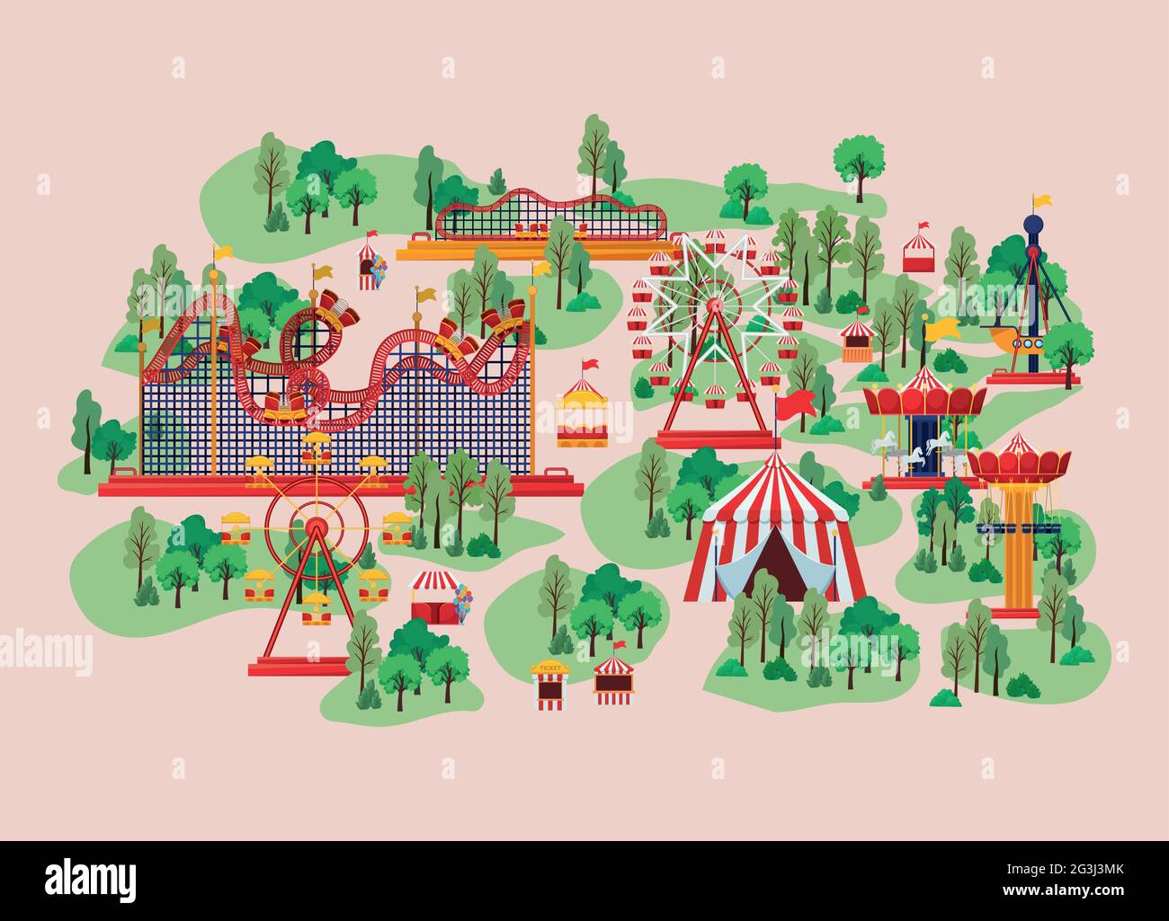 terrain de jeu avec attractions Illustration de Vecteur
