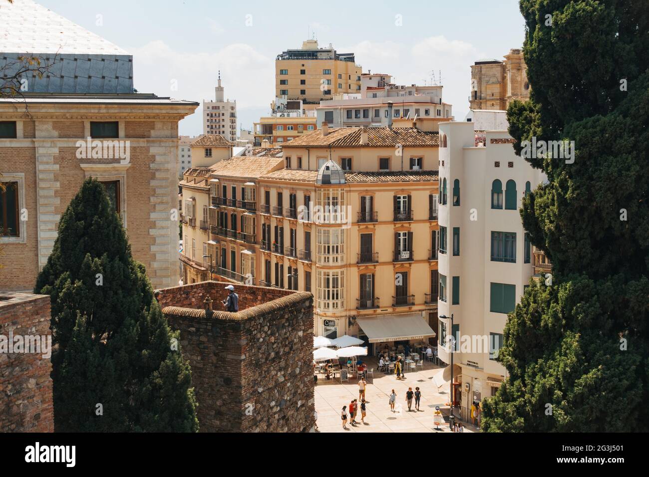 Un coin de rue du centre-ville à Málaga, Espagne Banque D'Images