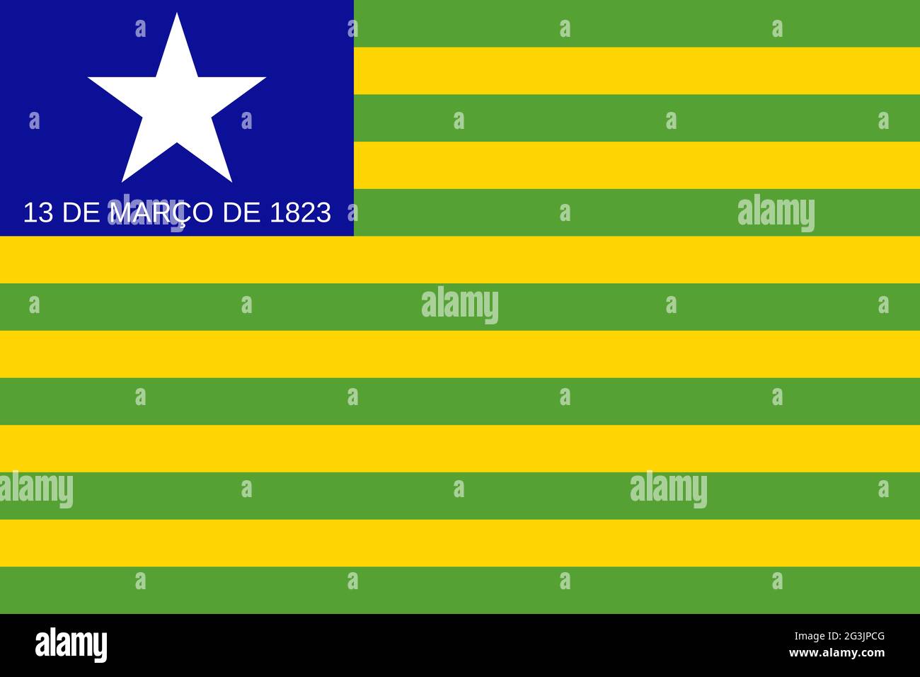 Grand drapeau plat officiel de Piaui horizontal Banque D'Images