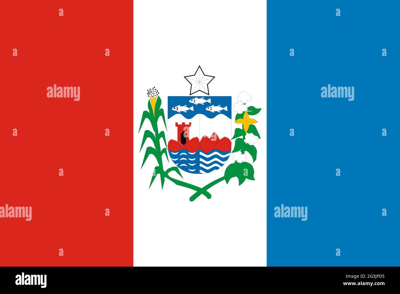 Grand drapeau plat officiel d'Alagoas horizontal Banque D'Images