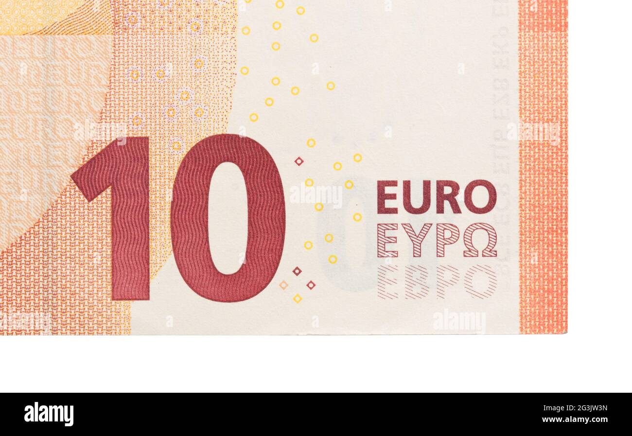 Nouveau billet de dix euros, gros plan Banque D'Images