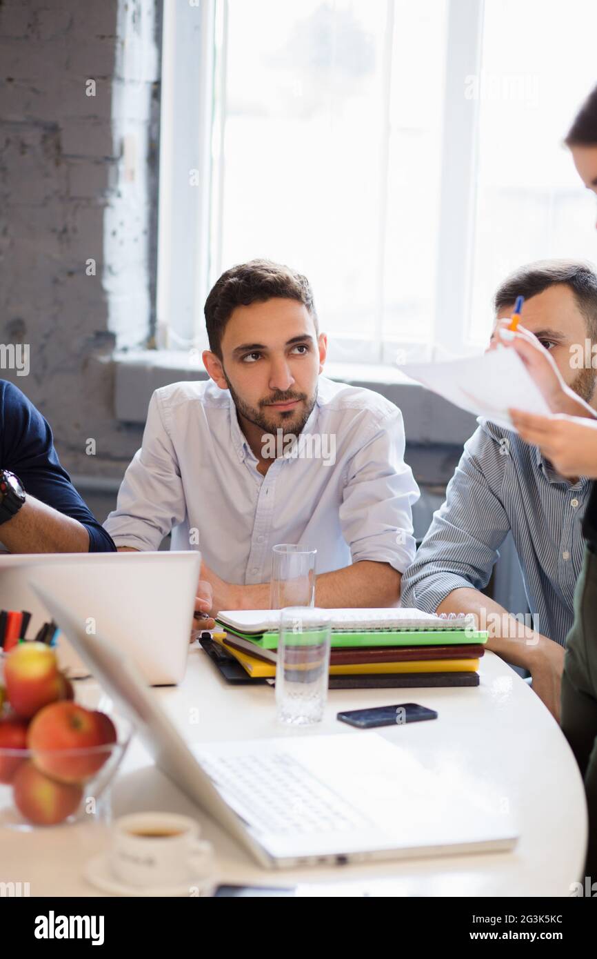 Businessman in board room in office Banque D'Images