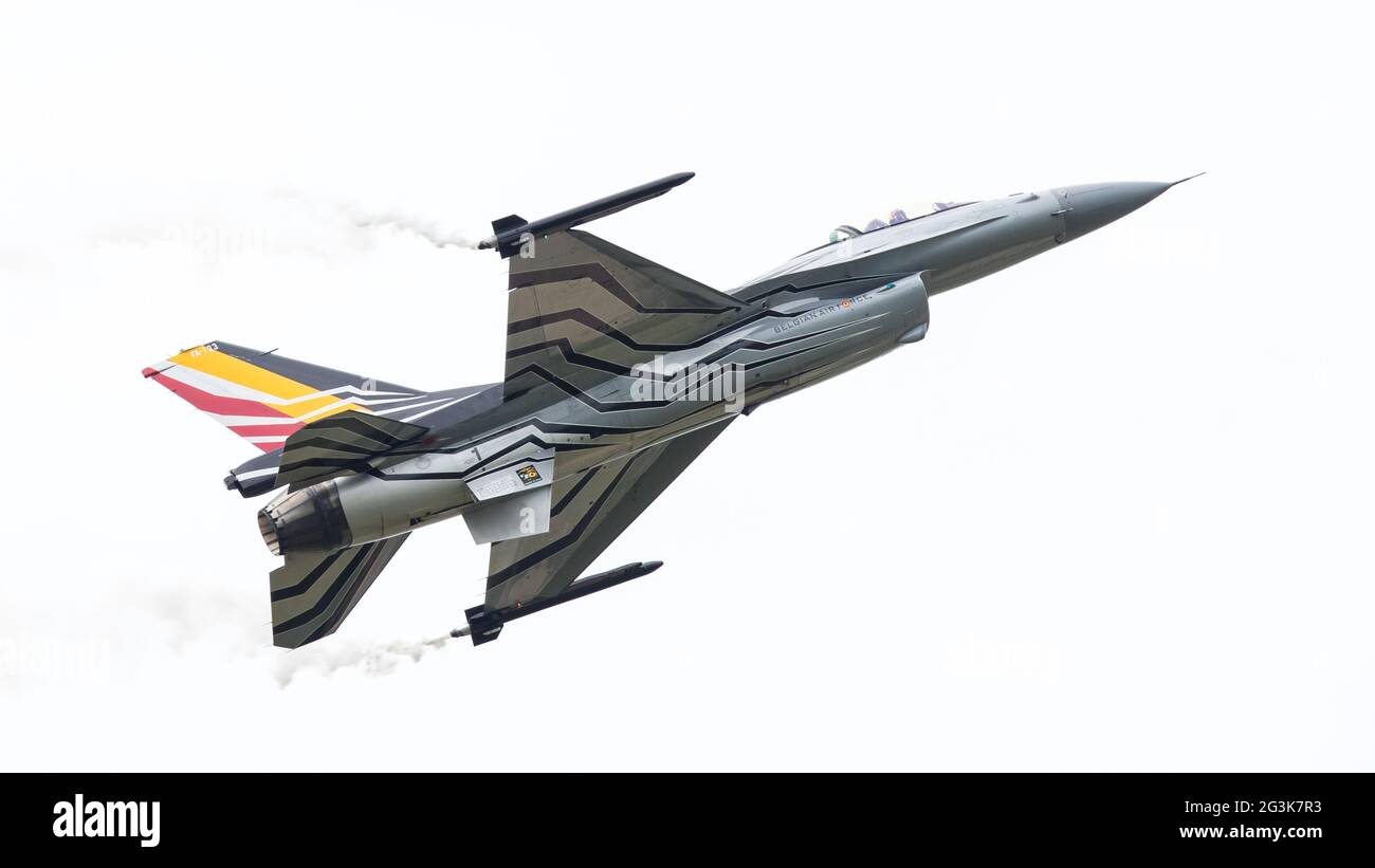 LEEUWARDEN, Pays-bas-Juin 10, 2016 : Belgique - Air Force General Dynamics F-16 AM à l'Airshow néerlandais le 10 juin 2016 à Banque D'Images