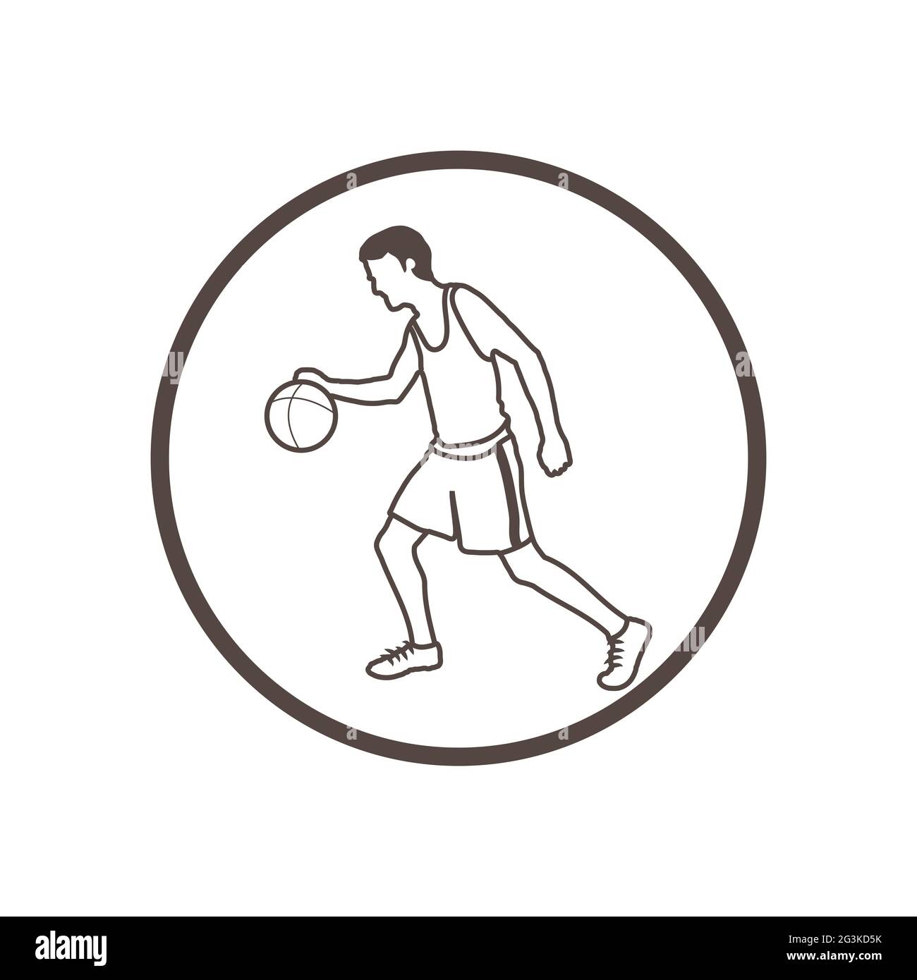 Illustration de dessin à la main, style doodle, icône joueur de basket-ball Banque D'Images