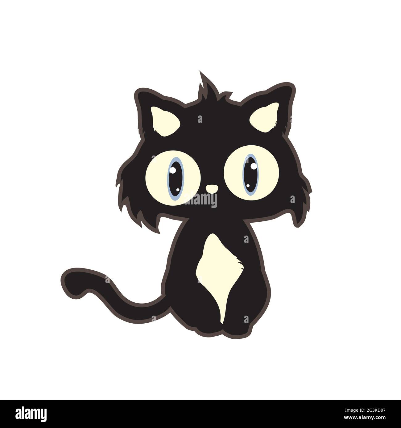 Illustration De Chat Noir Mignon De Dessin Anime Photo Stock Alamy