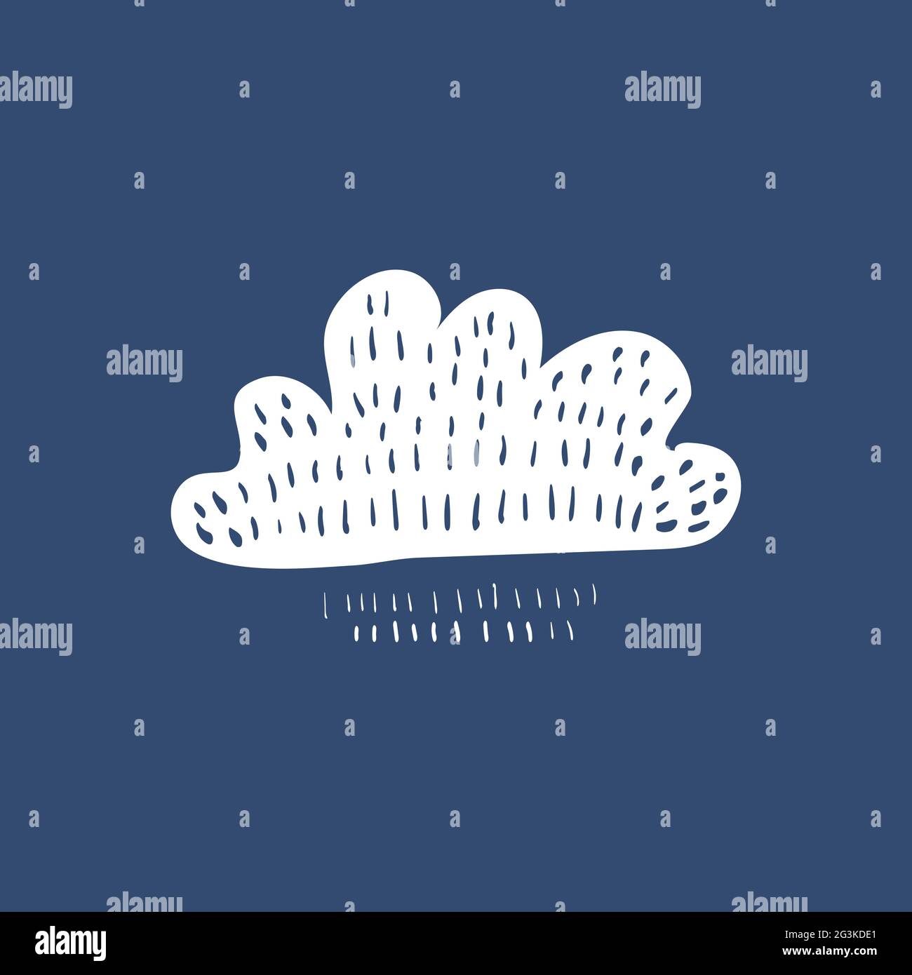 Illustration avec nuage de neige de dessin animé vintage Banque D'Images