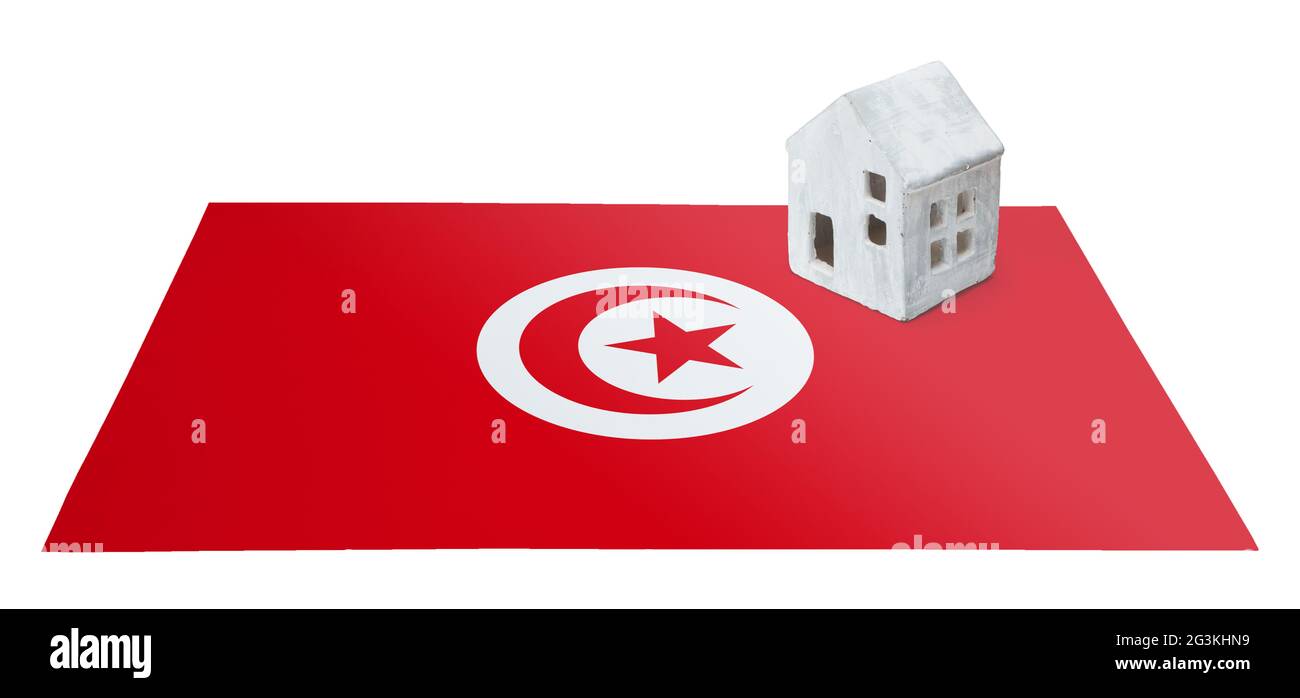 Petite maison sur un drapeau - Tunisie Banque D'Images