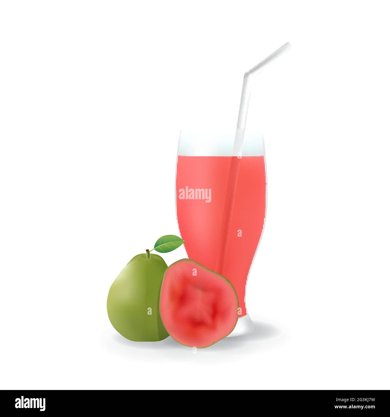Jus de fruits de Guava réaliste dans la paille de verre boisson biologique saine Illustration Illustration de Vecteur
