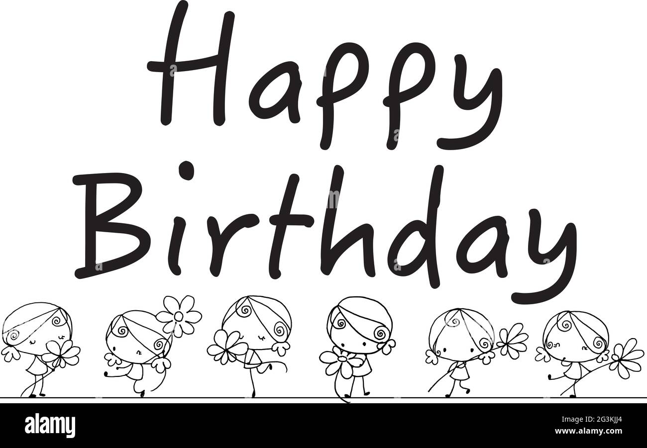 Joyeux Anniversaire Carte De Dessin Anime Filles Avec Des Fleurs Photo Stock Alamy Joyeux Anniversaire Carte De Dessin Anime Filles Avec Des Fleurs Photo Stock Alamy