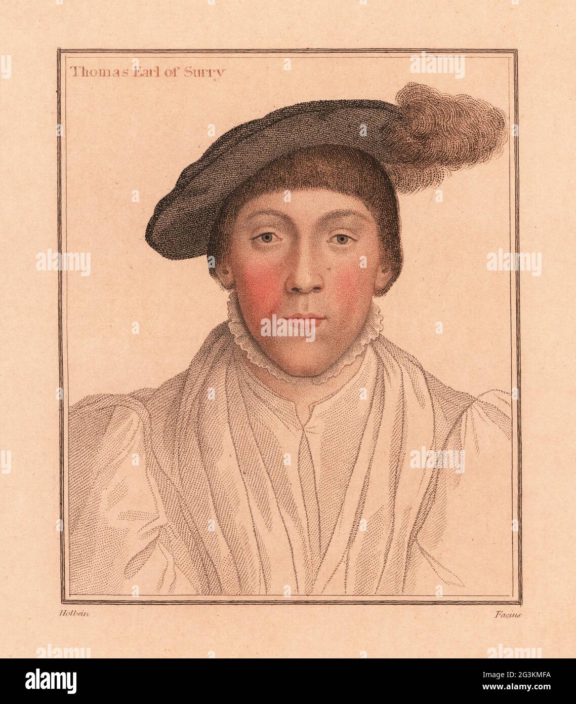 Thomas Howard, comte de Surrey, 2e duc de Norfolk (1443-1524). Thomas comte de Surry. Gravure à l'effigie d'un coperplate de couleur main par George Sigmund Facius après un portrait de Hans Holbein le plus jeune à partir d'imitations de dessins originaux de Hans Holbein, John Chamberlaine, Londres, 1812. Banque D'Images