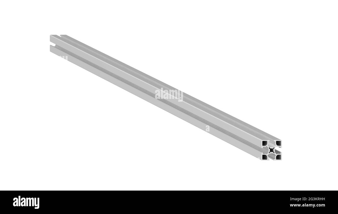 Rendu 3D d'un profil métallique en alunium isolé sur blanc arrière-plan Banque D'Images