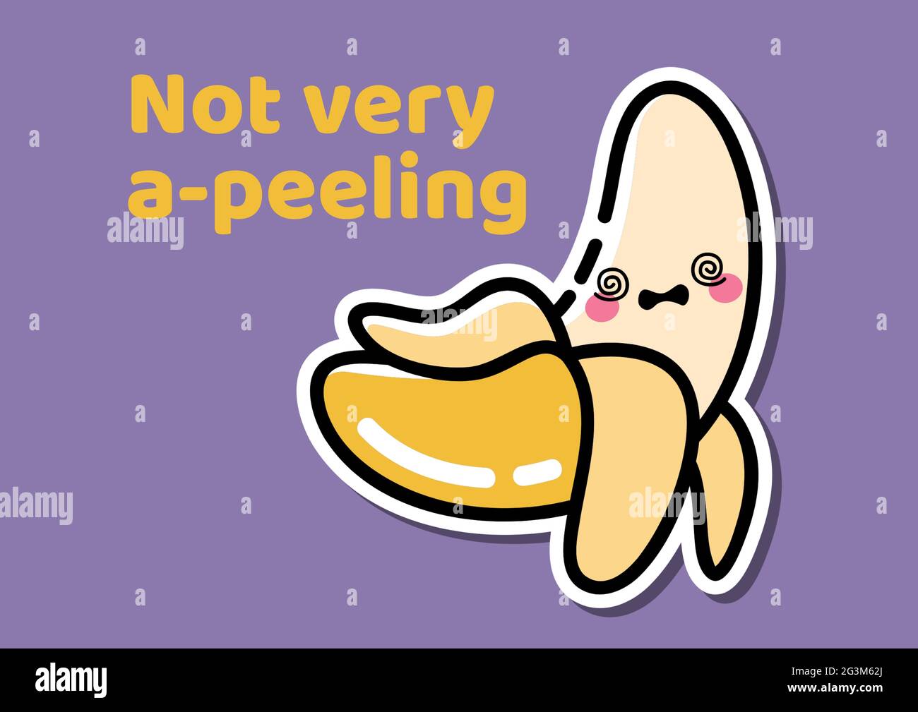 Composition de texte pas très peeling avec banane sur fond violet Banque D'Images