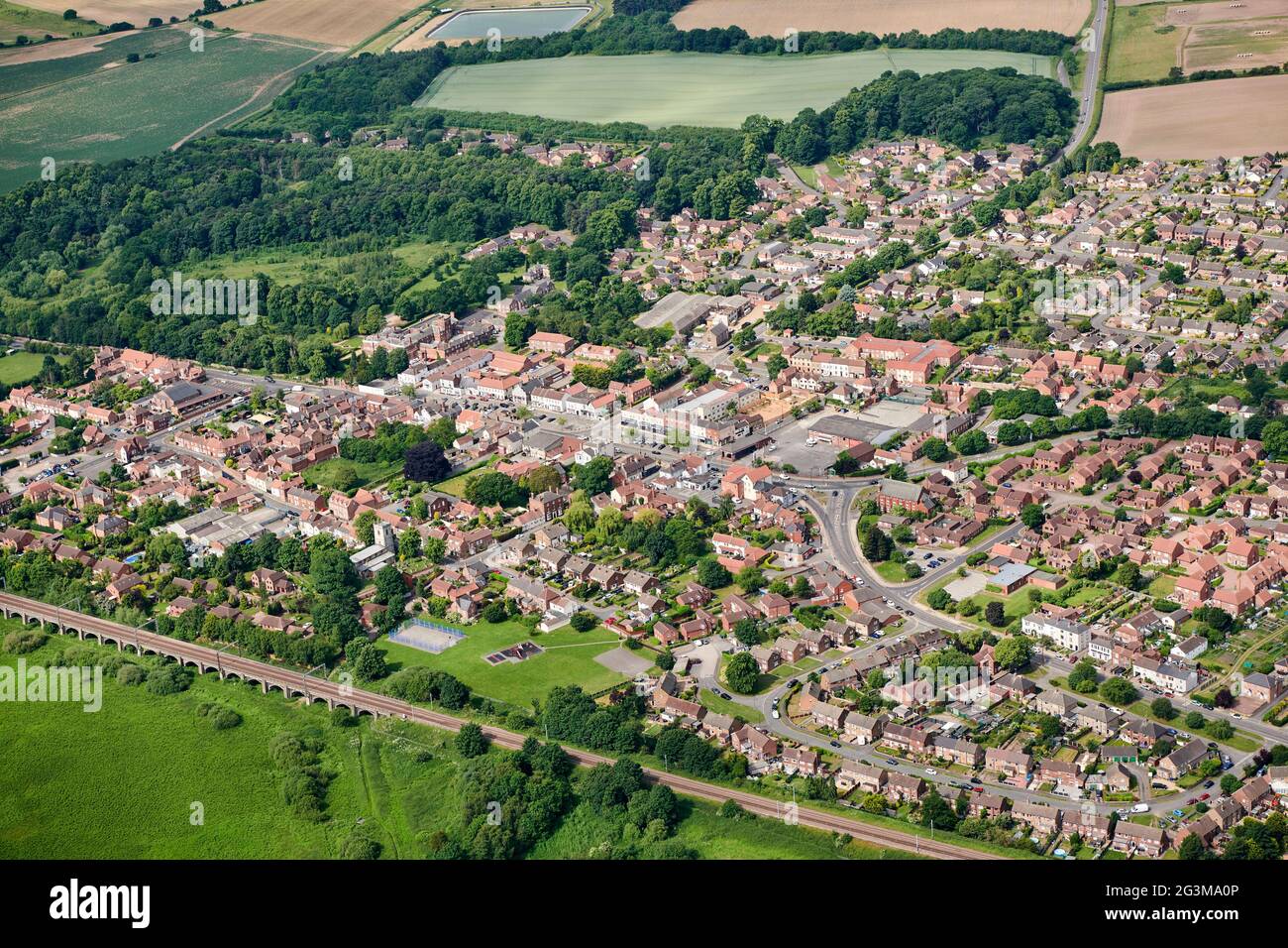 Vue aérienne du centre-ville de Bawtry, dans le Yorkshire du Sud, dans le nord de l'Angleterre, au Royaume-Uni Banque D'Images