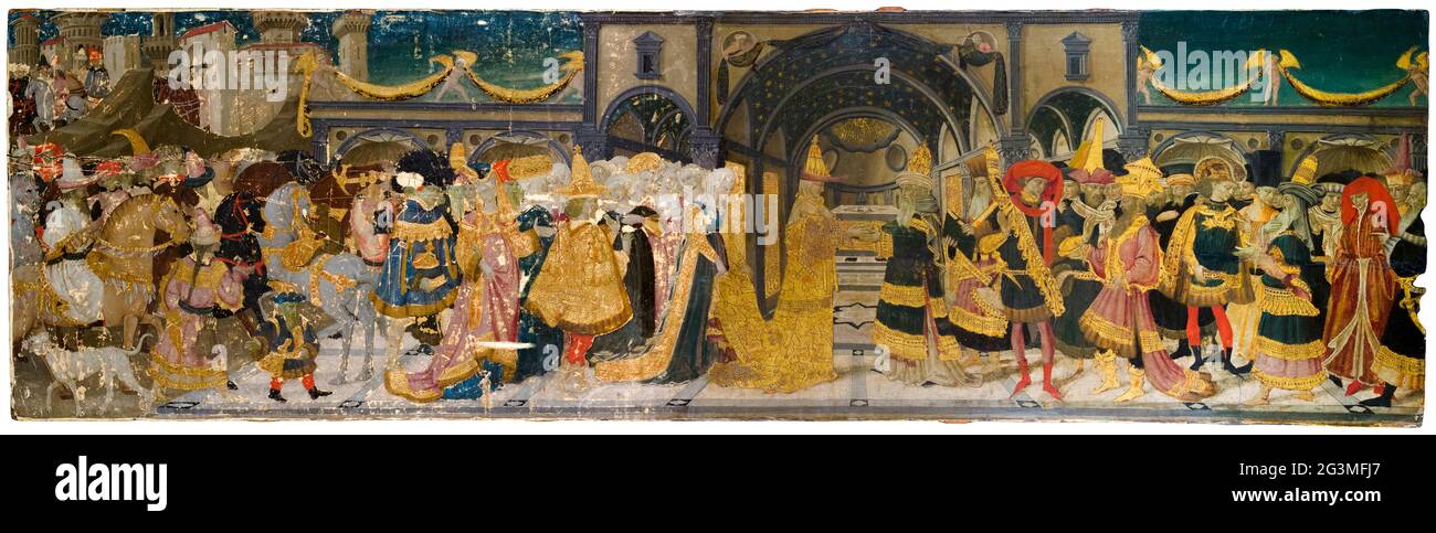 Rencontre de Salomon et de la Reine de Sheba, peinture par Apollonio di Giovanni, peinture du XVe siècle, 1440-1450 Banque D'Images