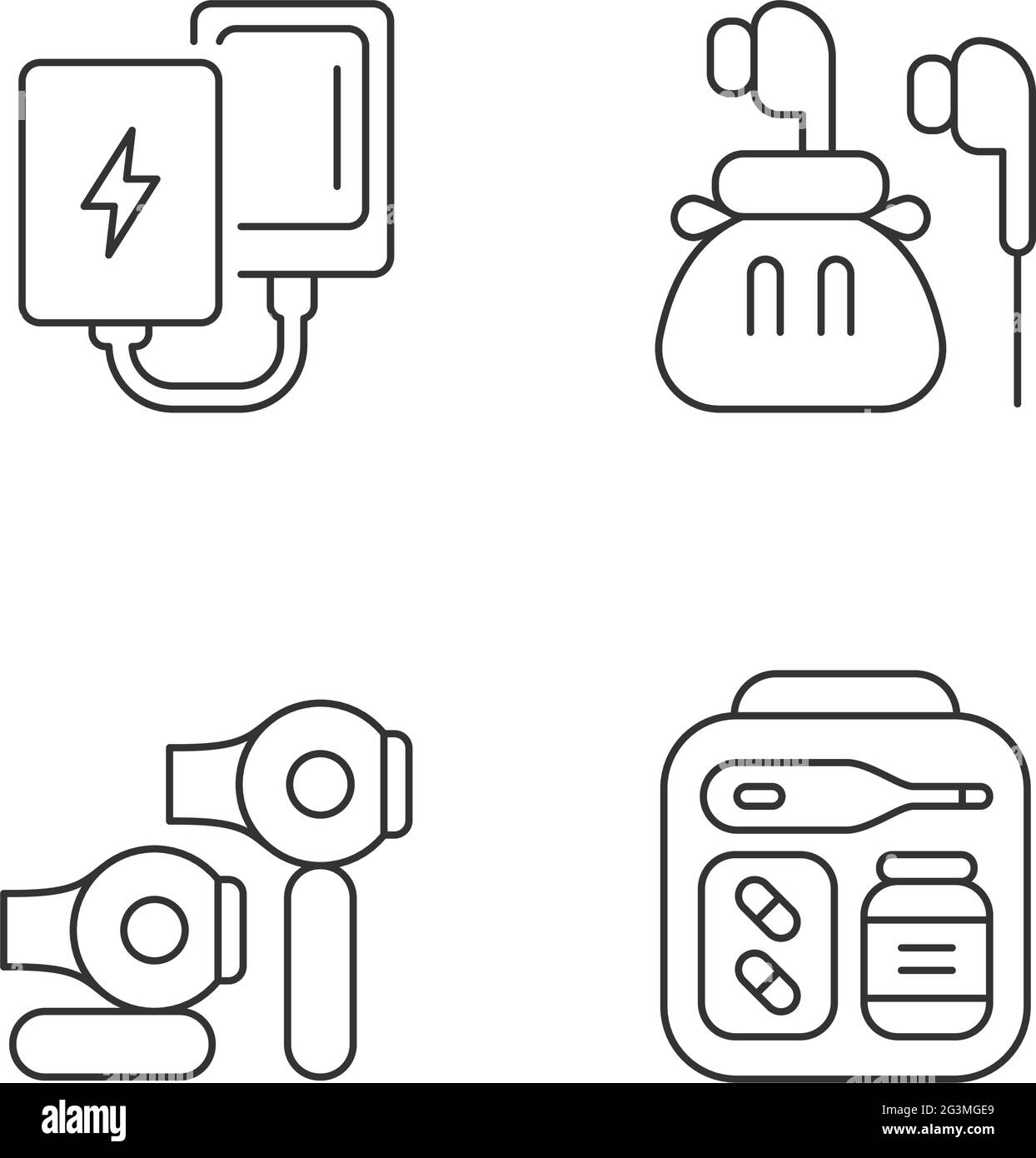 Jeu d'icônes linéaires pour bagages de voyage Illustration de Vecteur