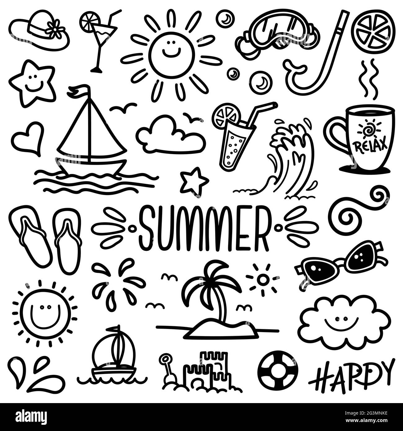 Des Vacances A Deux Pas Jeu D Icones Ete Dessinees A La Main Joli Dessin Anime Page De Coloriage Illustration D Impression Vectorielle Image Vectorielle Stock Alamy Des Vacances A Deux Pas Jeu D Icones Ete Dessinees A La Main Joli Dessin Anime Page De Coloriage Illustration D Impression Vectorielle Image Vectorielle Stock Alamy