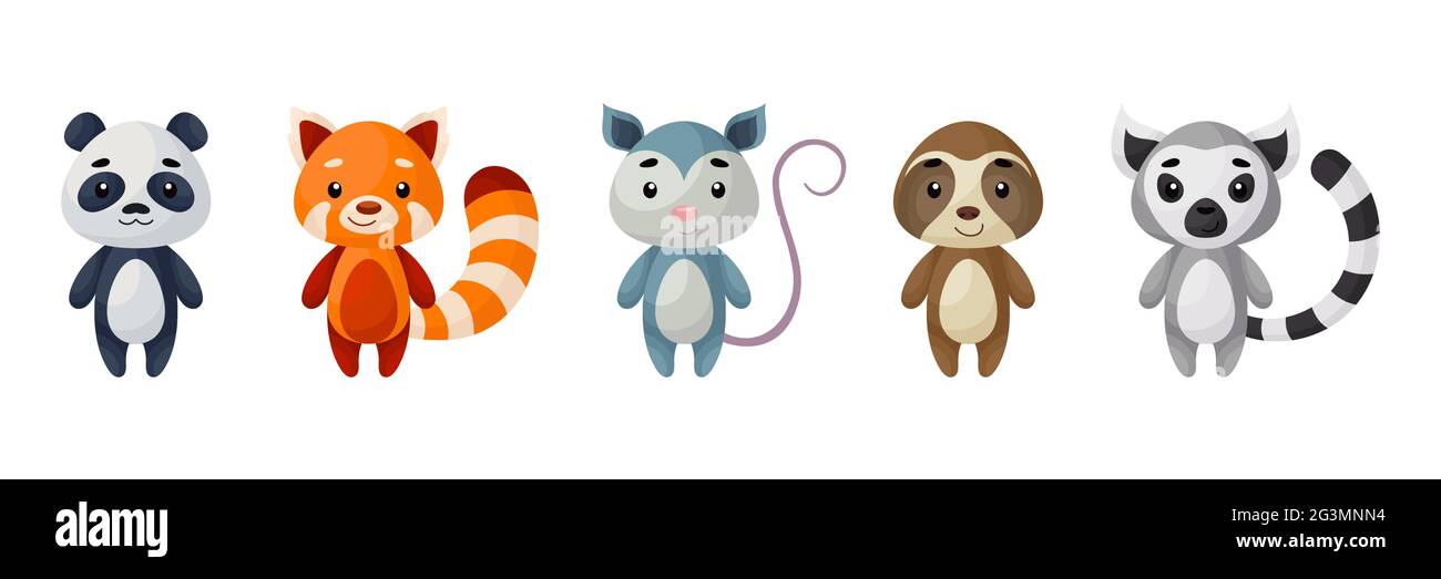Ensemble Animaux Mignons Collection Animaux Personnages Droles Pour Enfants Cartes Douche De Bebe Invitation D Anniversaire Interieur De Maison Vecteur Pueril De Couleur Vive Image Vectorielle Stock Alamy